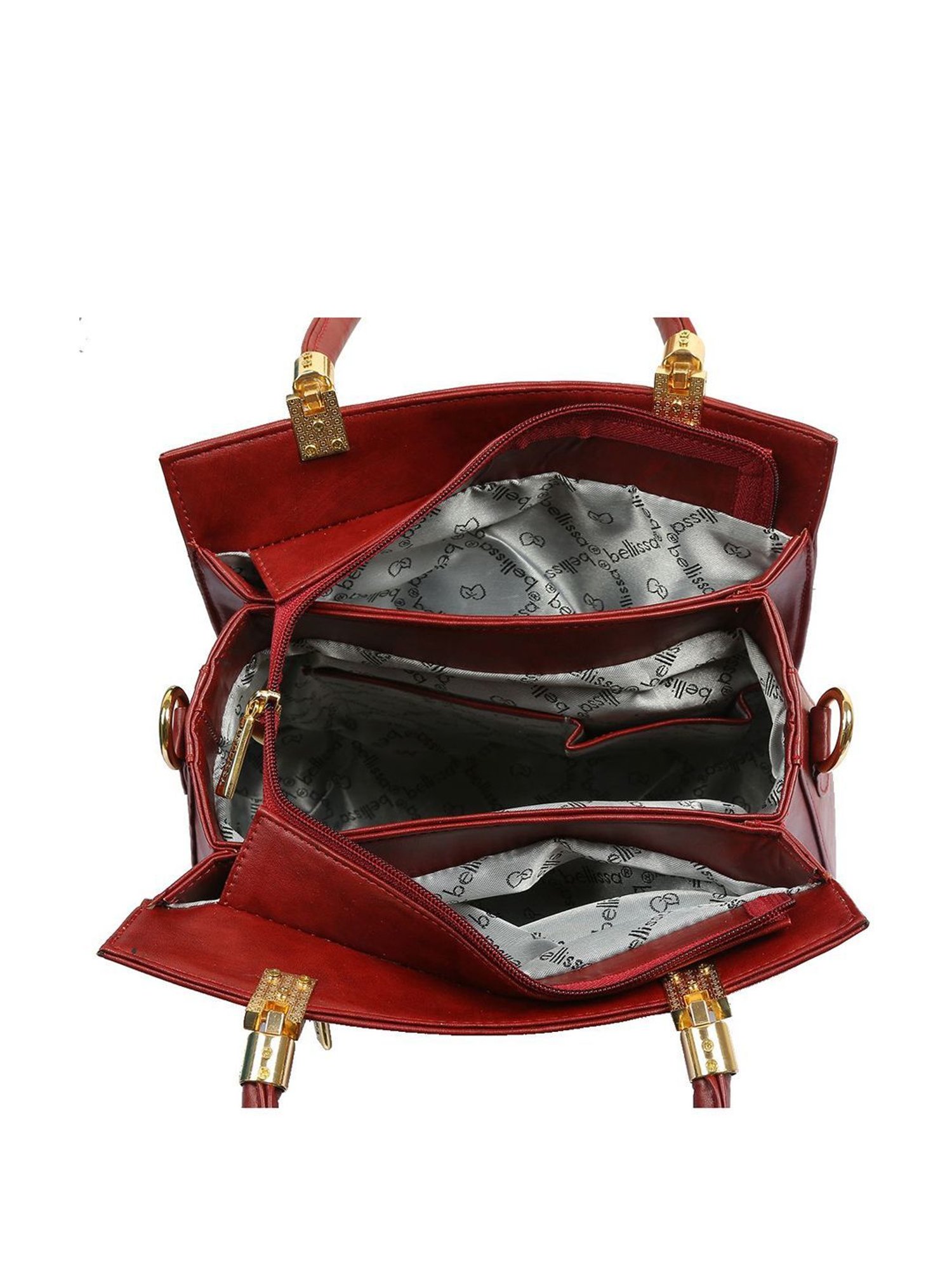 Bellissa Maroon Solid Medium Premium Shoulder Handbag