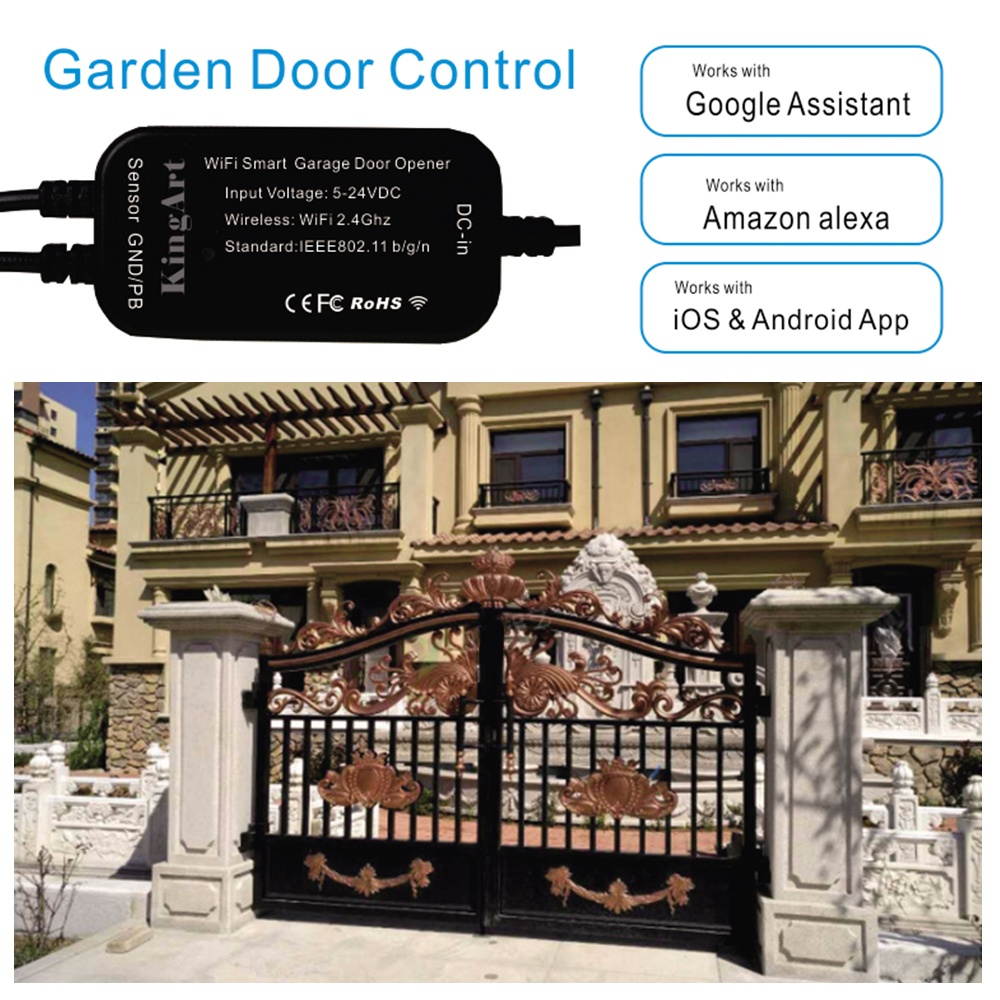Smart Wi-Fi Garage Door Controller/Opener Remote Control Voice Control for Electric Door Garden Door Warehouse Door Mall Roller Shutter