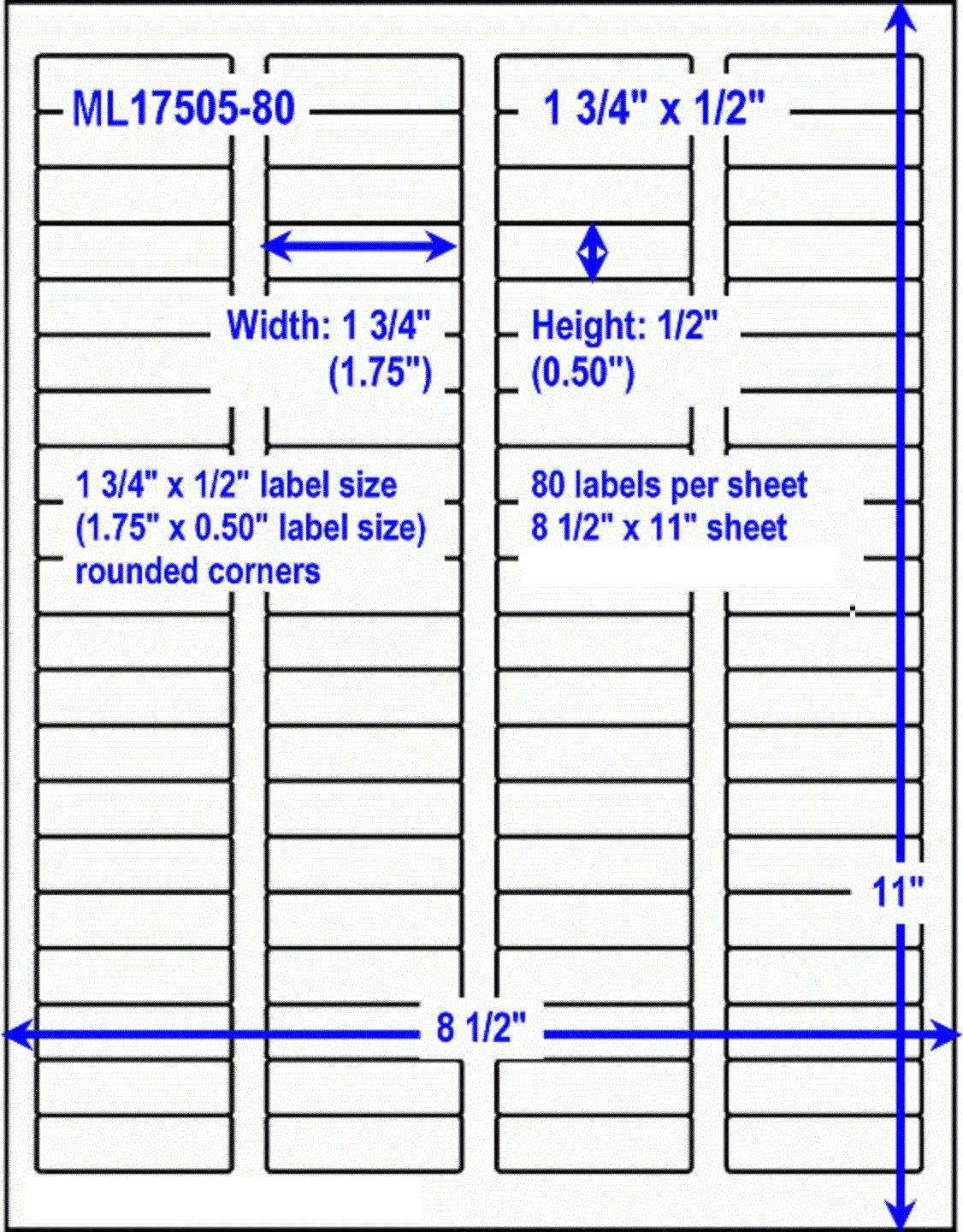 BESTeck White Laser Inkjet 1.75"x0.5" Return Address Mailing FBA Labels 80-UP 80 Labels Per Sheet (500 Sheets)