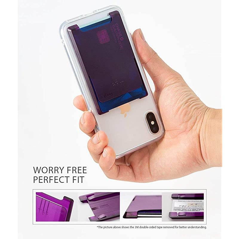 Slot Card Holder Designed for Smartphones, Adhesive Stick On Wallet Case Minimalist Slim Hard Premium Credit Card Cash Sleeve - Black