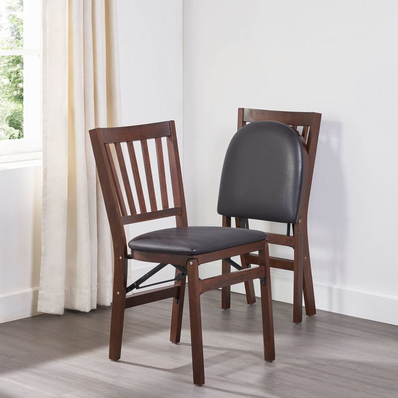 Set of 2 School House Folding Chair Espresso Brown - Stakmore