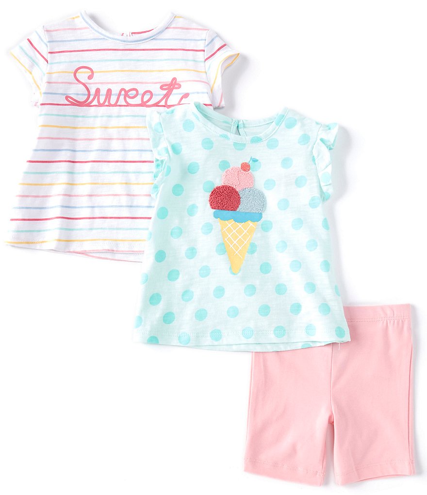 Peek Baby Girls 3-24 Months Long-Sleeve Embroidery Floral Print Babydoll Top & Pant Set