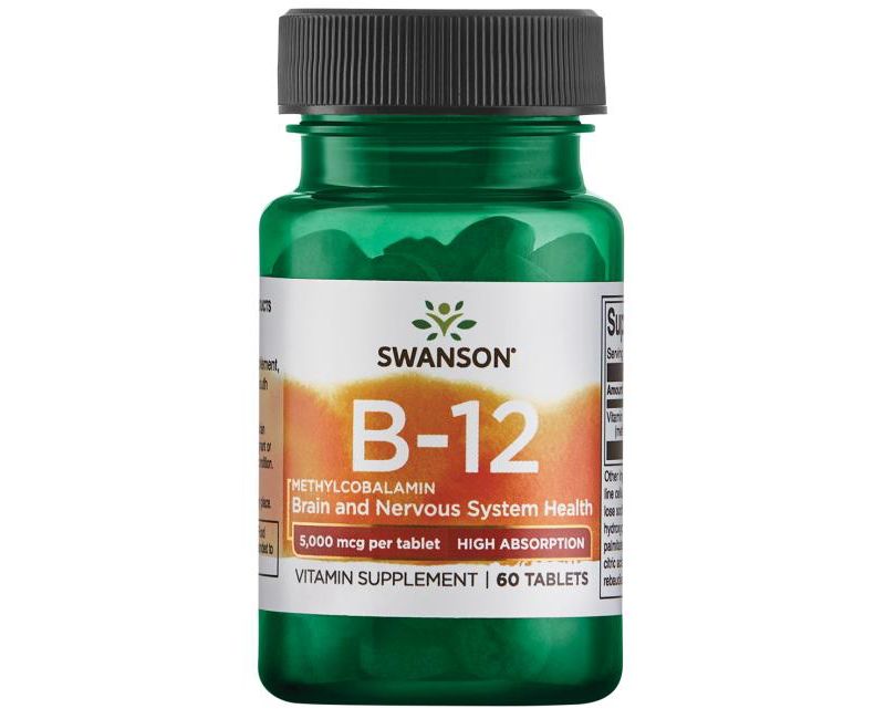 Swanson Vitamin B-12 Methylcobalamin - High Absorption 5,000 Mcg 60 Tablets.