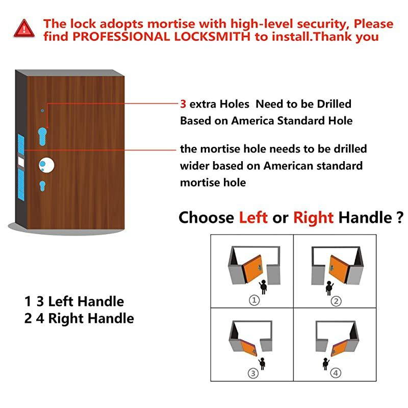 TL400B Fingerprint Biometric Door Lock with APP Digital Keyless Bluetooth Locks Smart Home Entry + 5pcs RFID Cards,Left Handed