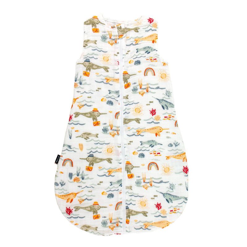 Bebe au Lait Muslin Bedtime Swaddle Wrap - Narwhal 6-12M