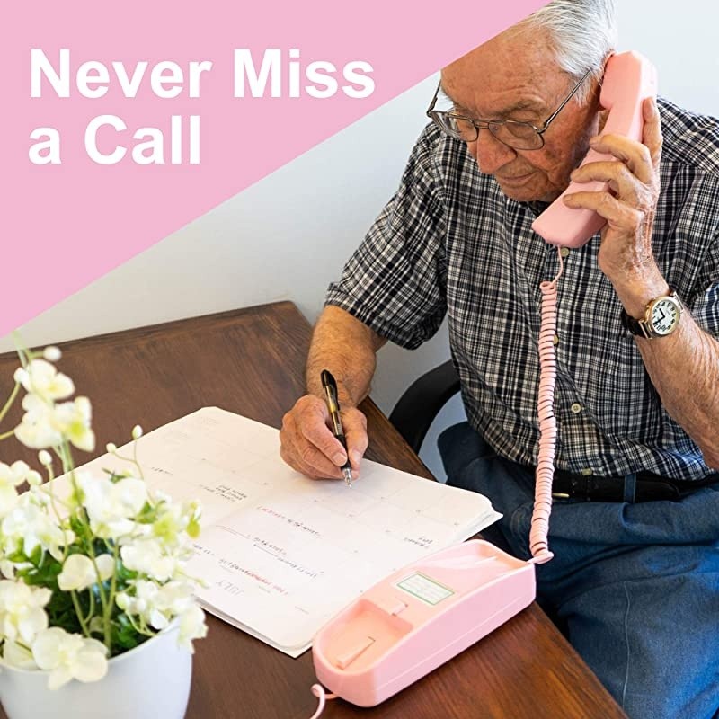 Corded Phone - Phones for Seniors - Phone for Hearing impaired - Ladies Pink - Retro Novelty Telephone + an Improved Version of The Princess Phones in 1965 - Style Big Button -