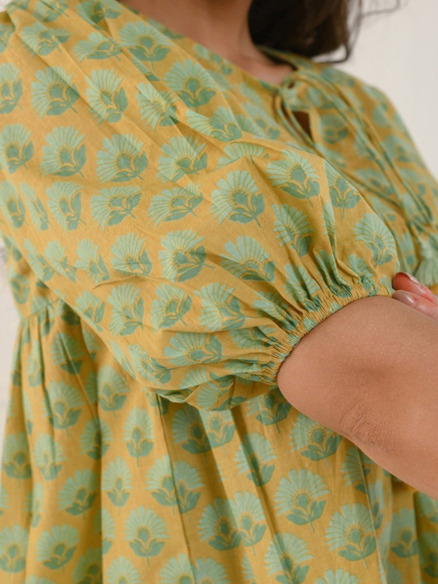 Prakriti Jaipur Mustard Gathered Shirt