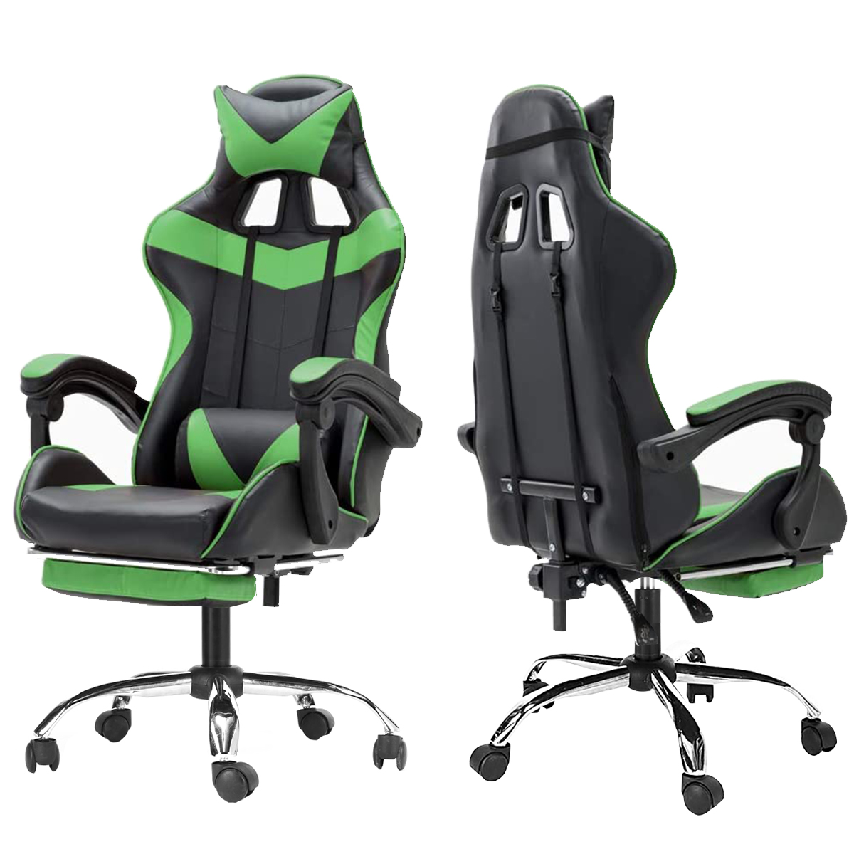 Leather Home Office Gaming Chair High Back Swivel Recliner Seat with Footrest