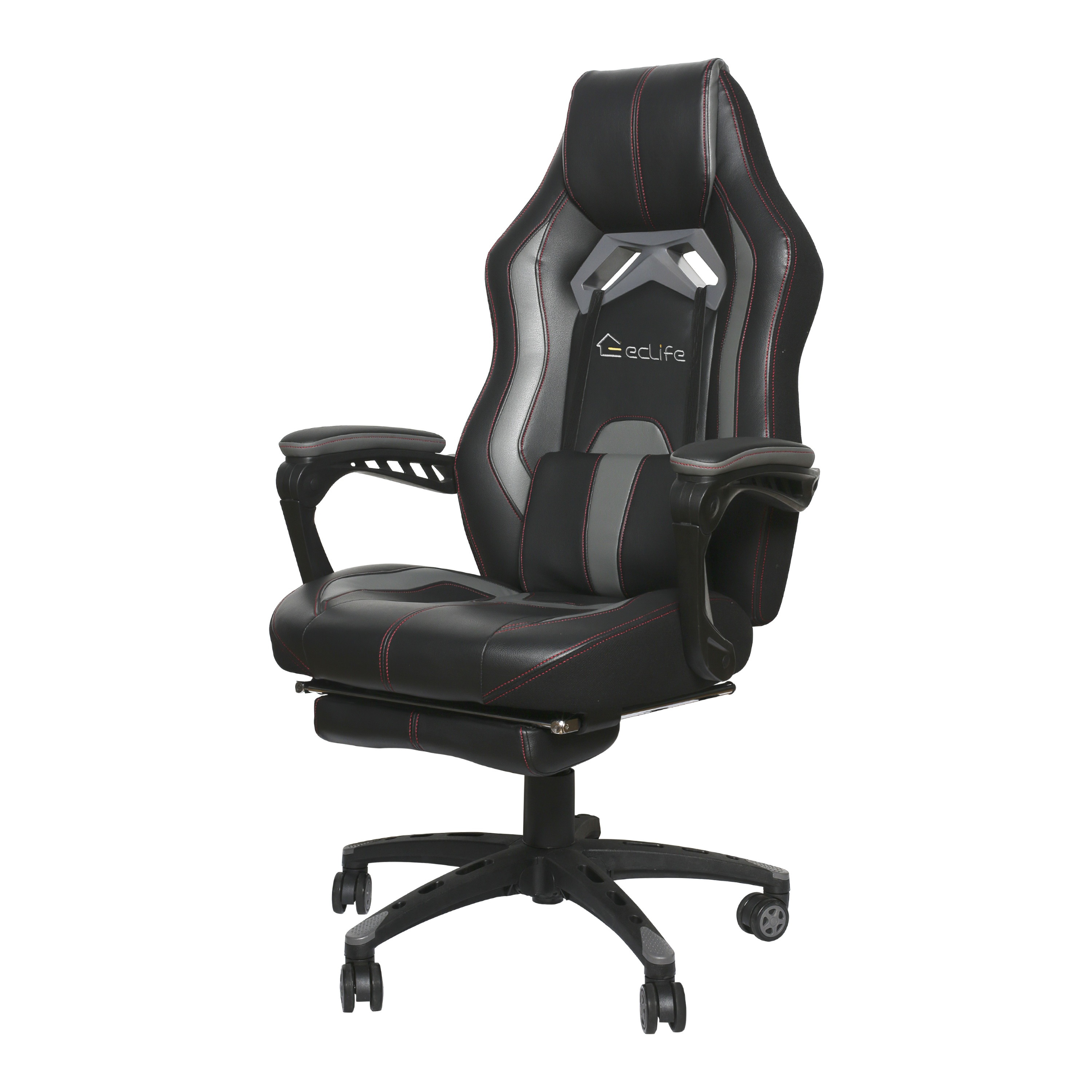 E-sports Massage Gaming Chair with footrest Grey