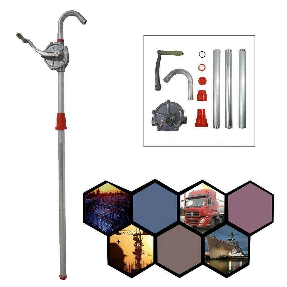 Portable 10 GPM Dispenser Fuel Hand Pump Hand Crank Aluminum Rotary Gas Oil