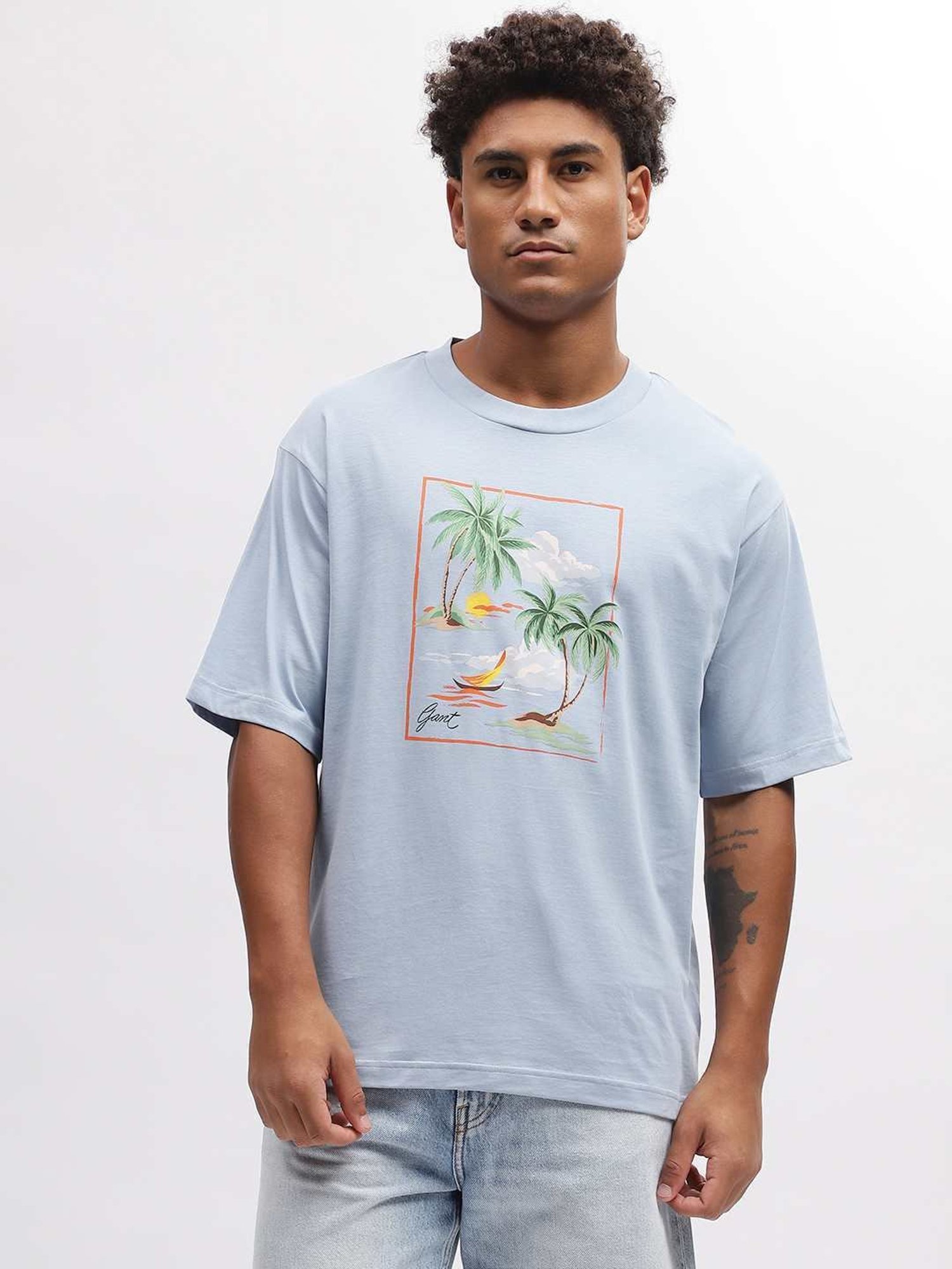 GANT Printed Round Neck Relaxed Fit T-Shirt