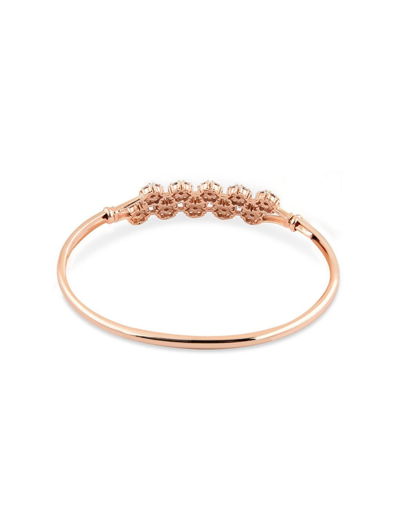 Zaveri Pearls Set of 2 Rose Gold Contemporary Cubic Zirconia Brass Kada Style Bracelet-ZPFK11104