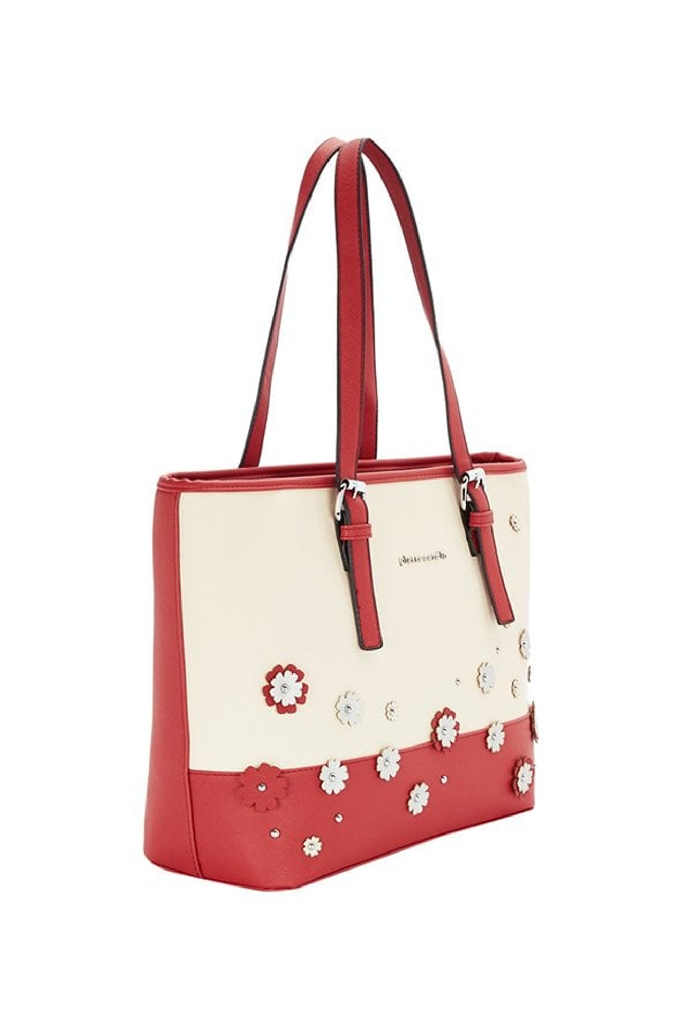 Pierre Cardin Red & White Embellished Tote Handbag