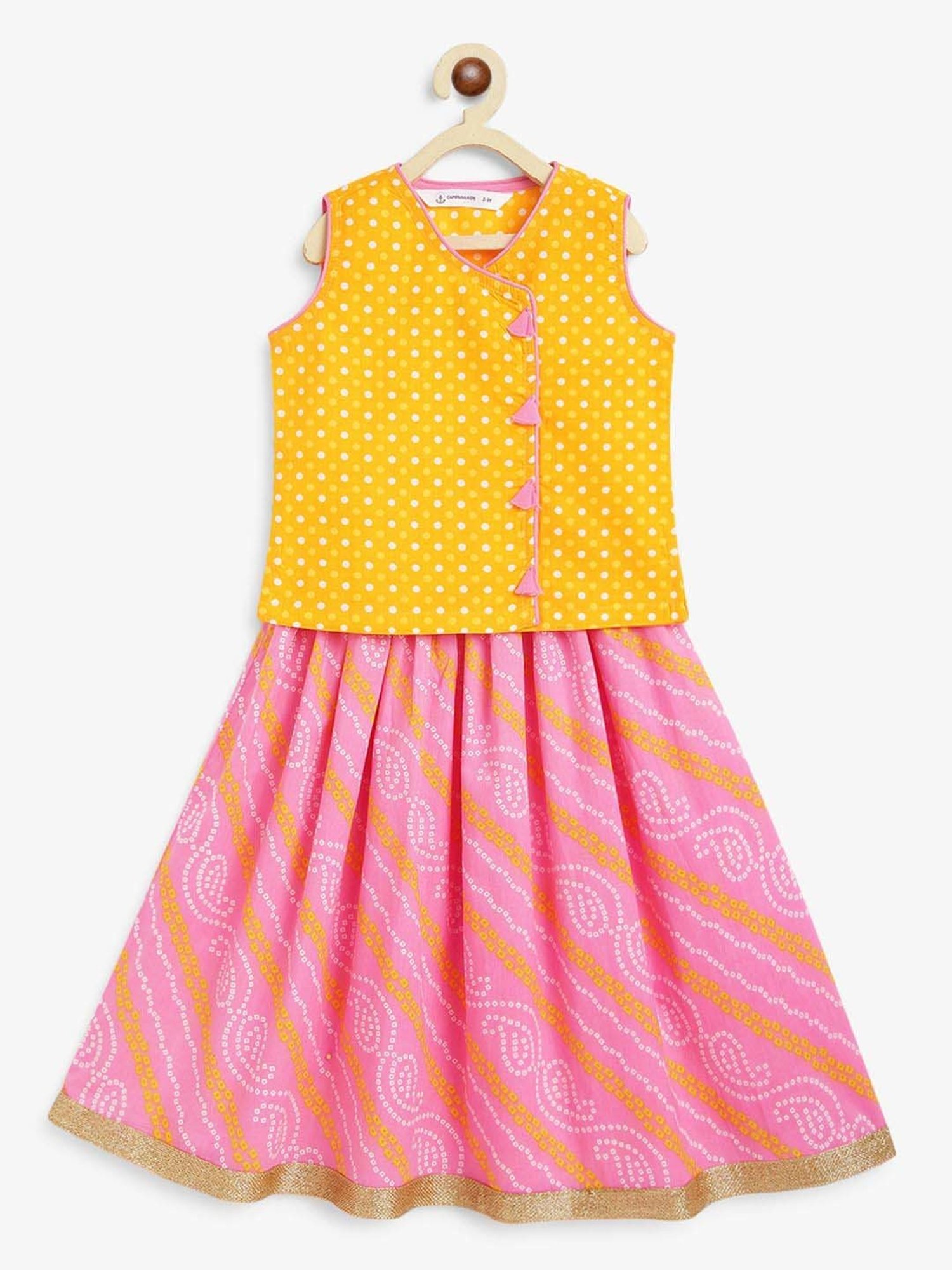 A Little Fable Kids Red & Beige Embellished Lehenga Choli