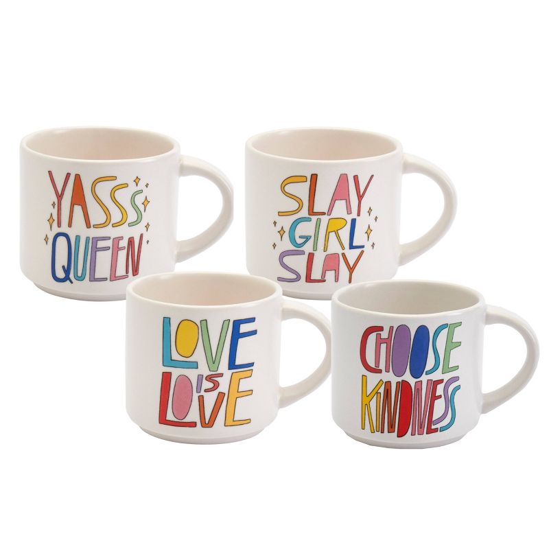 Queer Eye 14oz 4pk Stoneware Sassy Quote Assorted Mugs
