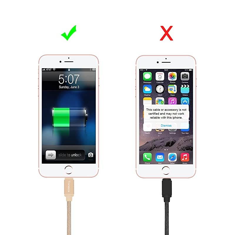 Compatible Dual USB Wall Charger with 6ft MFI Lighting Charging Cable for iPhone XiPhone 88 PlusiPhone 77 PlusiPhone 6iPadiPad Pro and More Gold