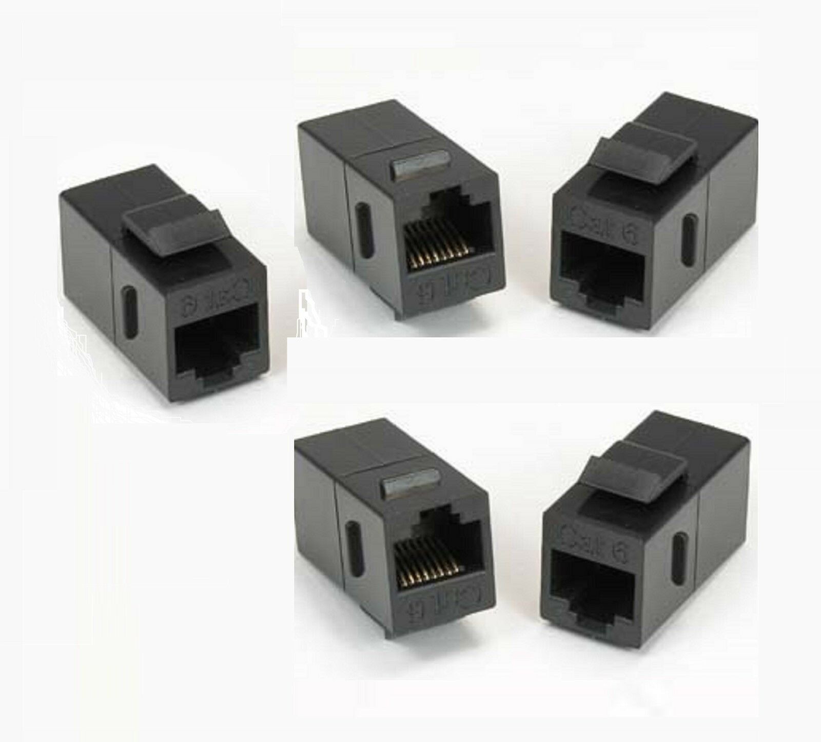 5x RJ45 CAT.6 Keystone Network Cable Connector Adapter Extender Plug Coupler