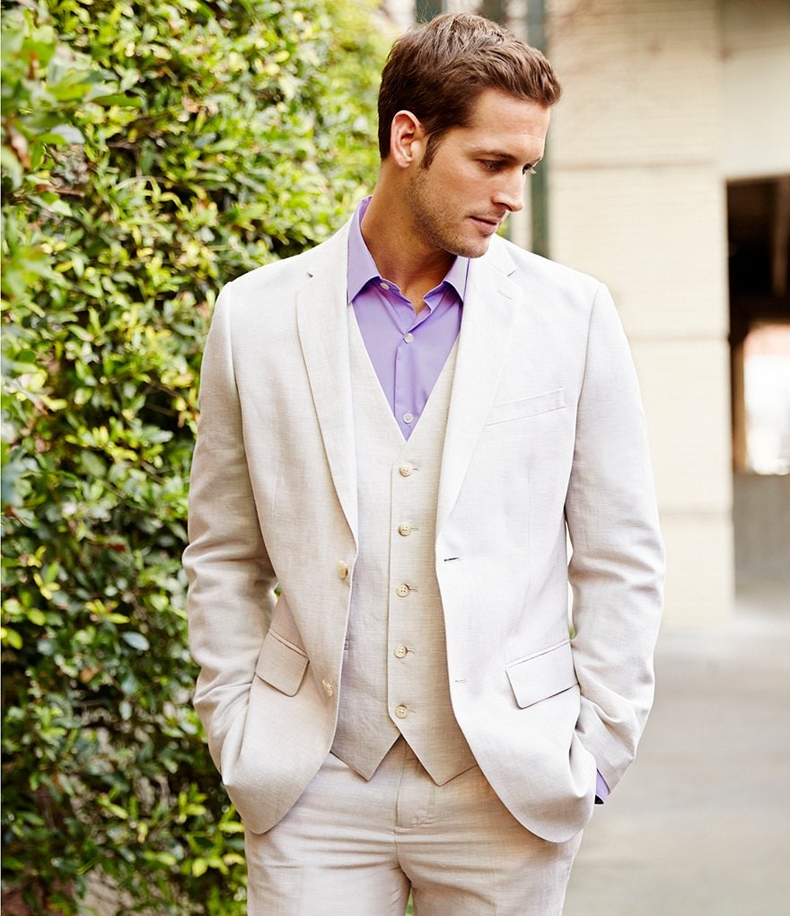 Perry Ellis Big & Tall Linen Herringbone Blazer