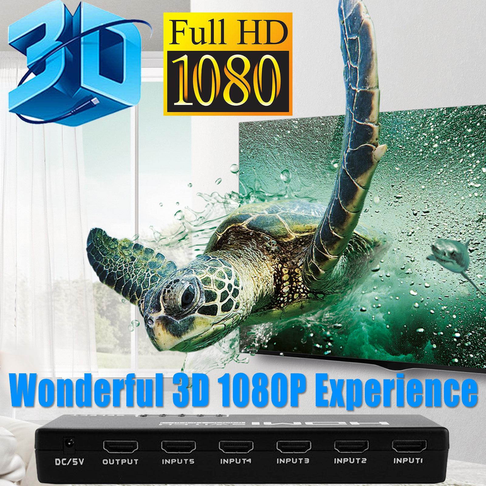 5-Port 4K 1080P HDMI Switch Switcher Selector Splitter +Remote For HDTV PS3 DVD