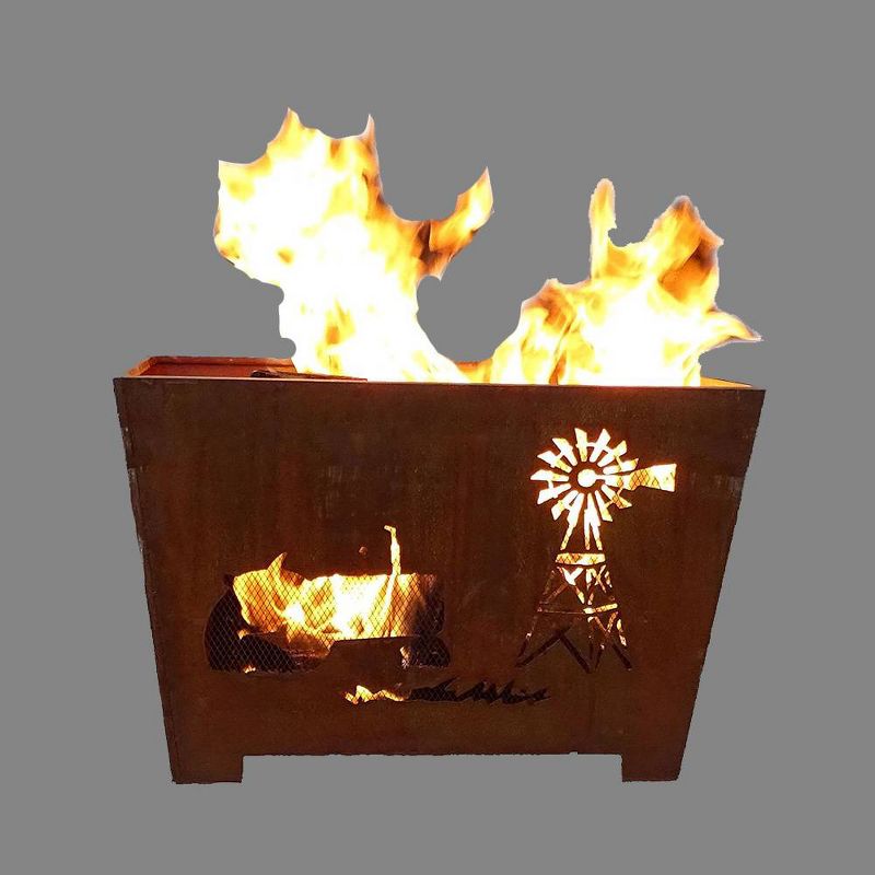 Laser Cut Farm Fire Basket Bronze - Esschert Design
