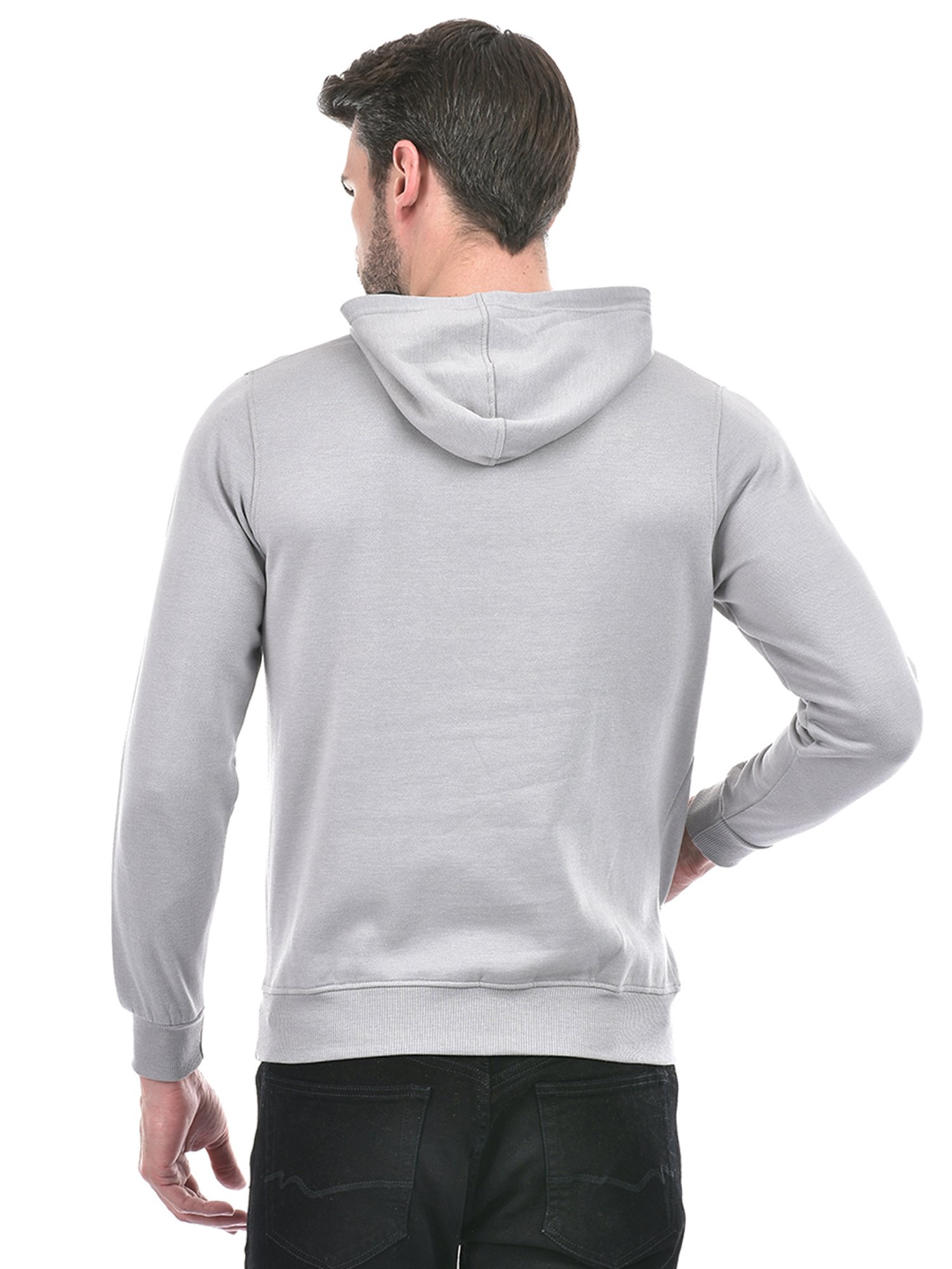 Integriti Grey Melange Regular Fit Printed Hooded Sweatshirt