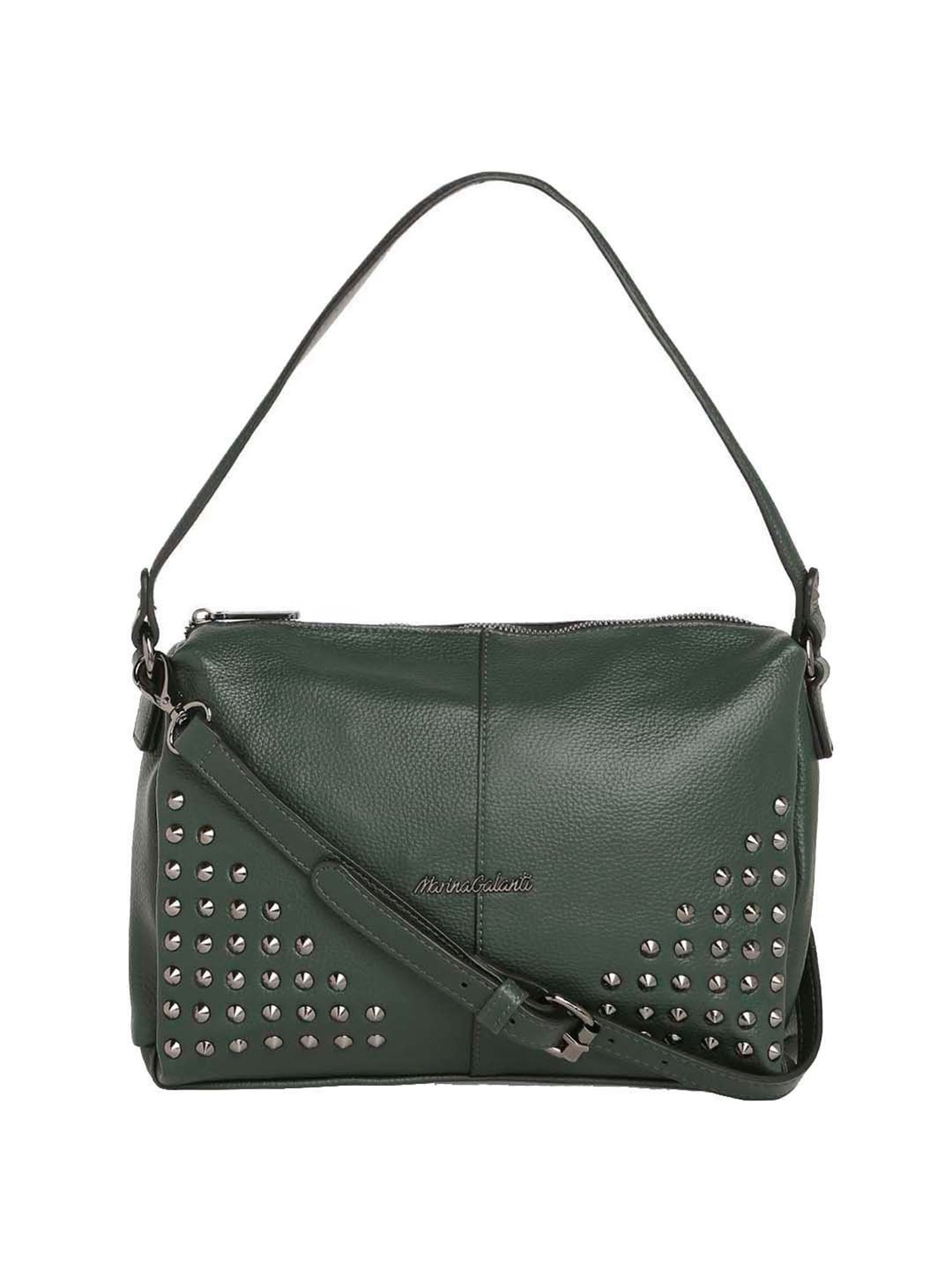 Marina Galanti Green Rivets Medium Baguette Bag