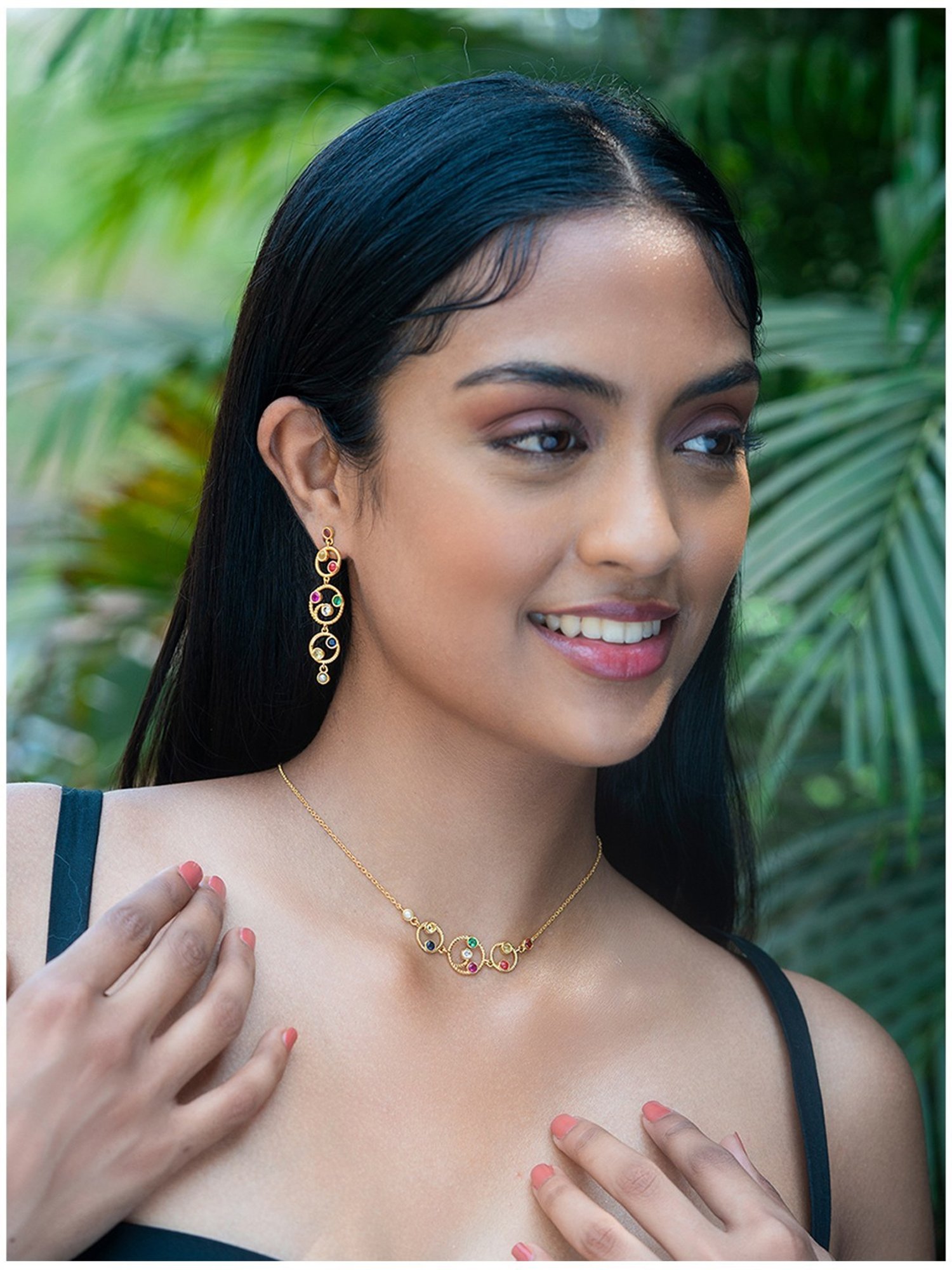 Shaya 92.5 Sterling Silver Being My Own Navratna Galaxy Earrings for Women