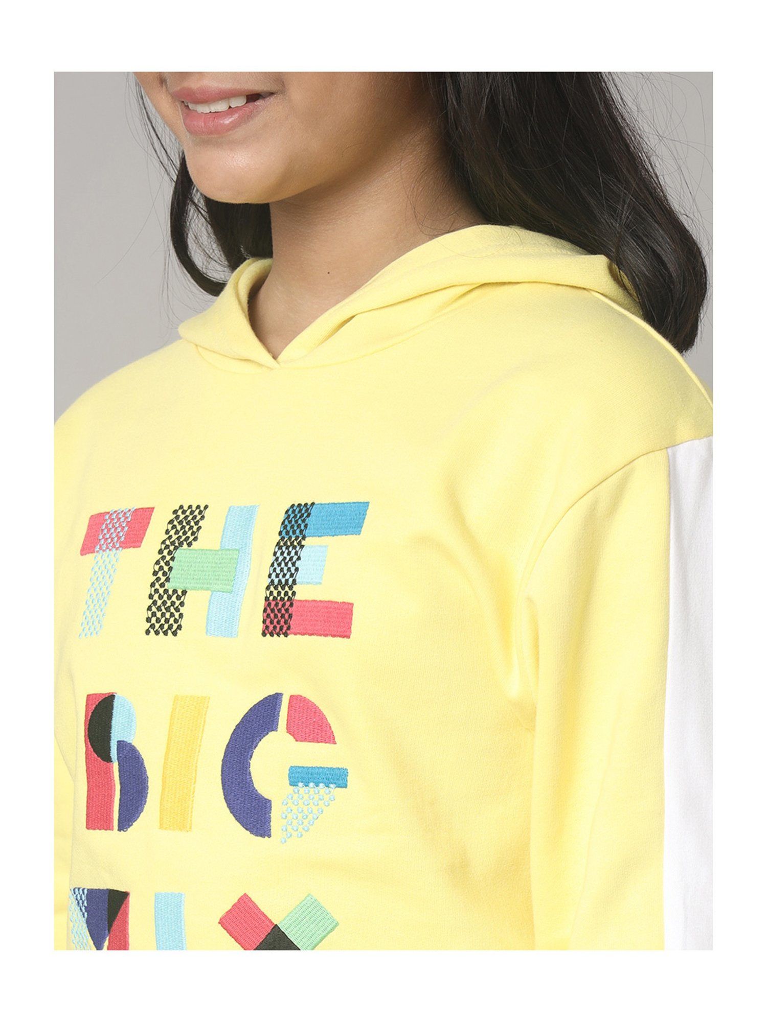 KIDS ONLY Blue Cotton Embroidered Full Sleeves Sweatshirt