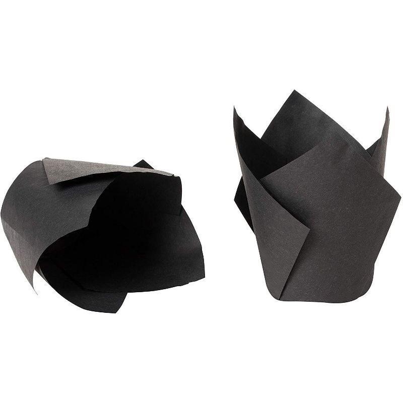 Juvale 100 Pack Medium Tulip Cupcake Liners, Muffin Wrappers, Paper Baking Cups, for Birthday Party, Black