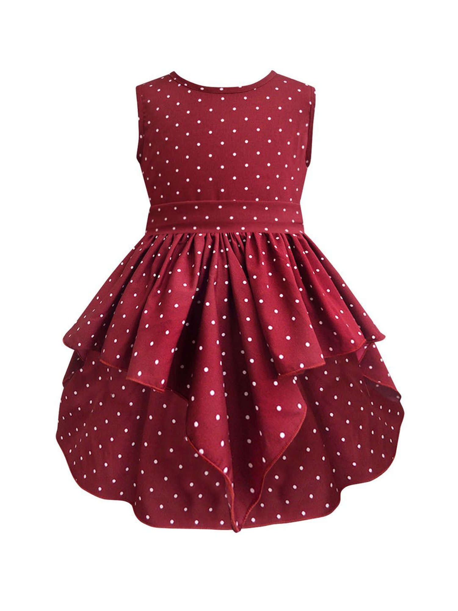 A.T.U.N. Girls Maroon & White Printed Dress