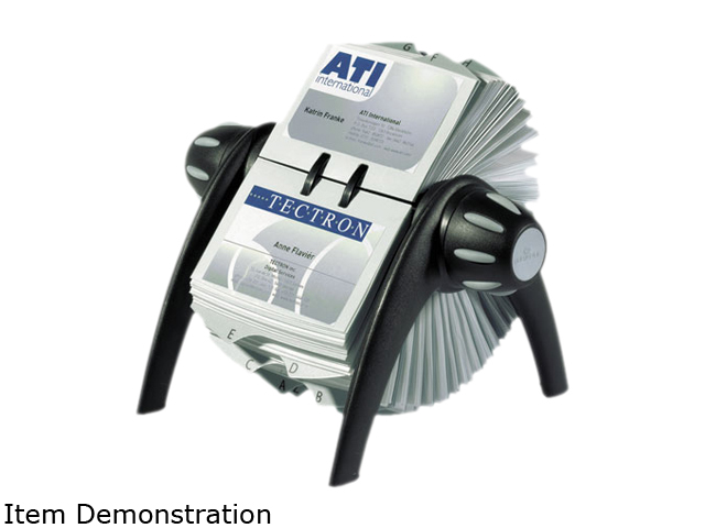 Durable 241701 VISIFIX Rotary Business Card File Holds 400 4 1/8 x 2 7/8 Cards, Black/Silver