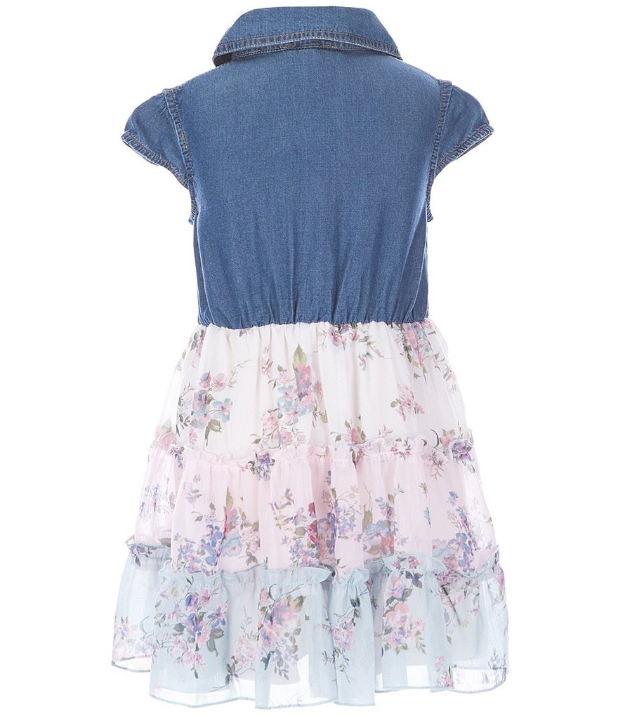 Laura Ashley Little Girls 2T-6X Seersucker/Strawberry-Print Mesh Fit-And-Flare Dress