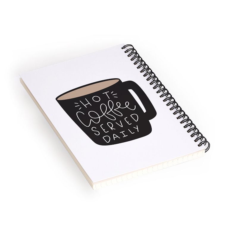 Allyson Johnson Hot Coffee Served Daily Spiral Notebook - Deny Designs