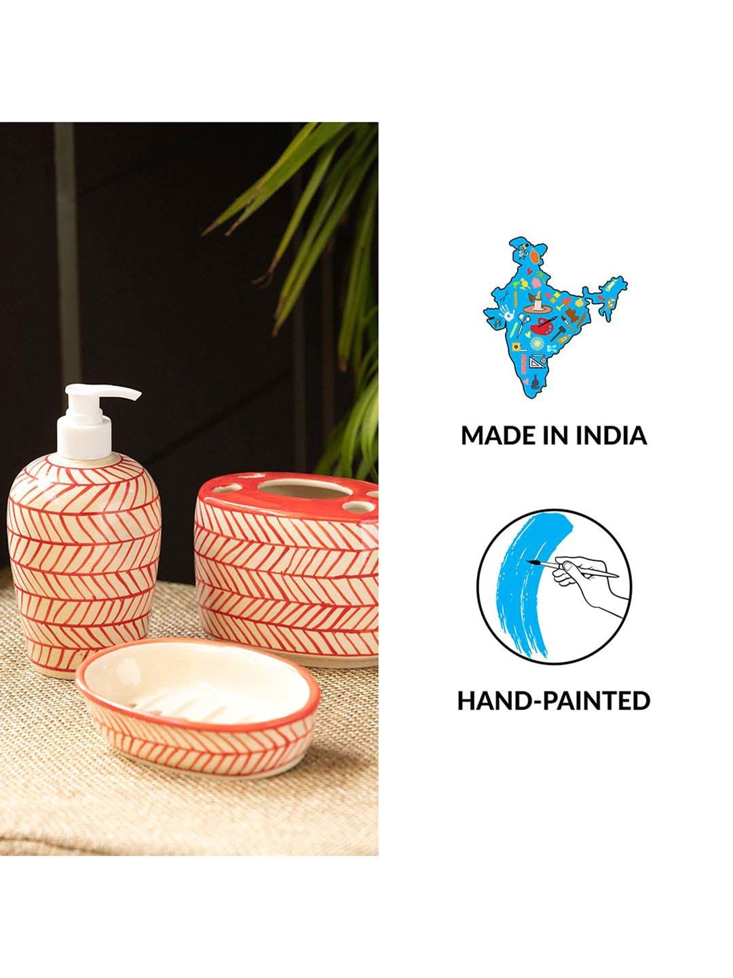 VarEesha Aztec Multicolor Ceramic Bath Accessories - Set of 2