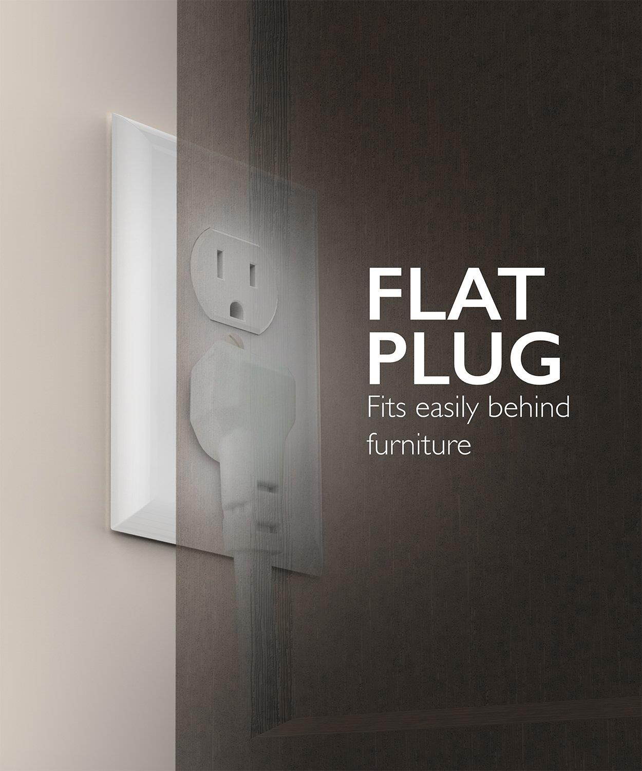 Surge Protector Power Strip Flat Plug, Fosmon [ETL Listed] 4-Outlet Power Strip 1875W 15A 300J, 3FT Extension Cord Wall Mount with 3 Prong Grounded for Entertainment Room, Living Room, Office