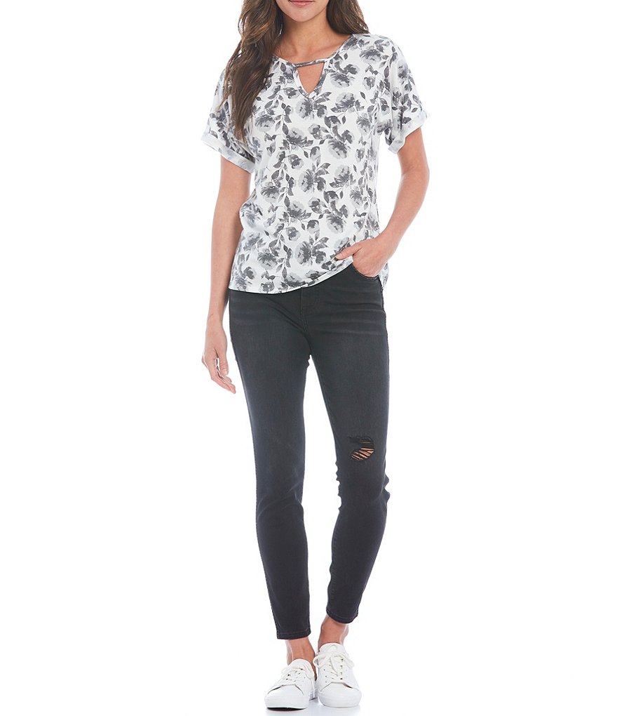 KUT from the Kloth Connie High Rise Fab Ab Fit Technique Destruction Detail Ankle Skinny Jeans