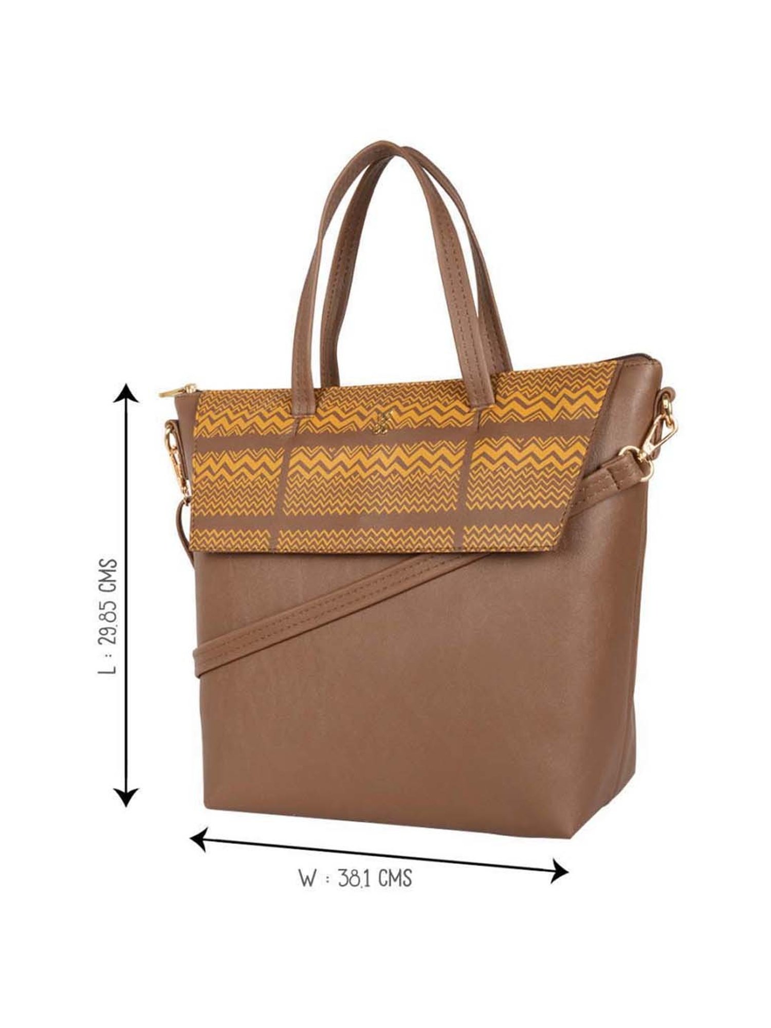 Baggit Brown Printed Medium Tote Handbag