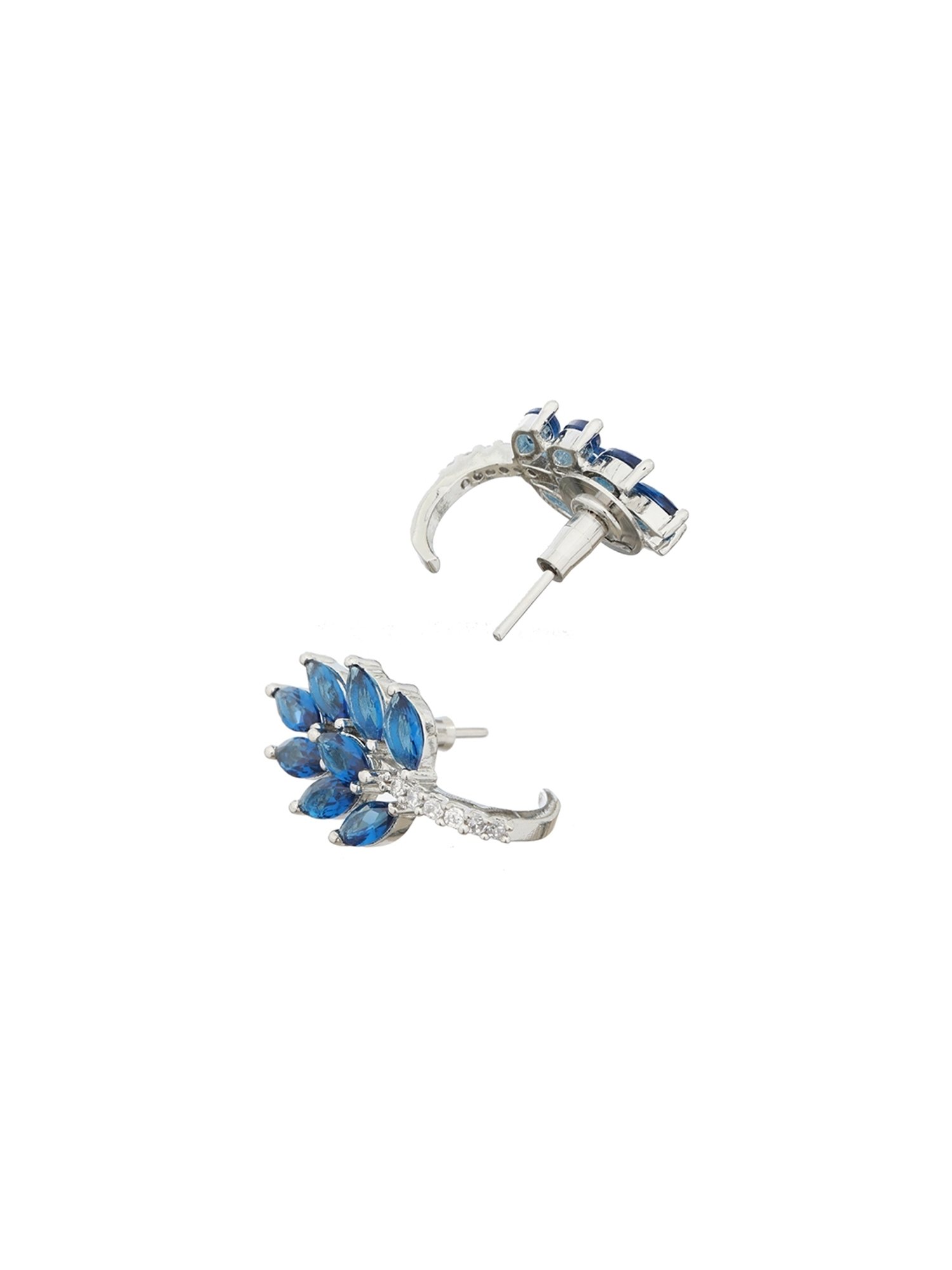 Saraf RS Jewellery White Blue AD Studded Studs Earrings