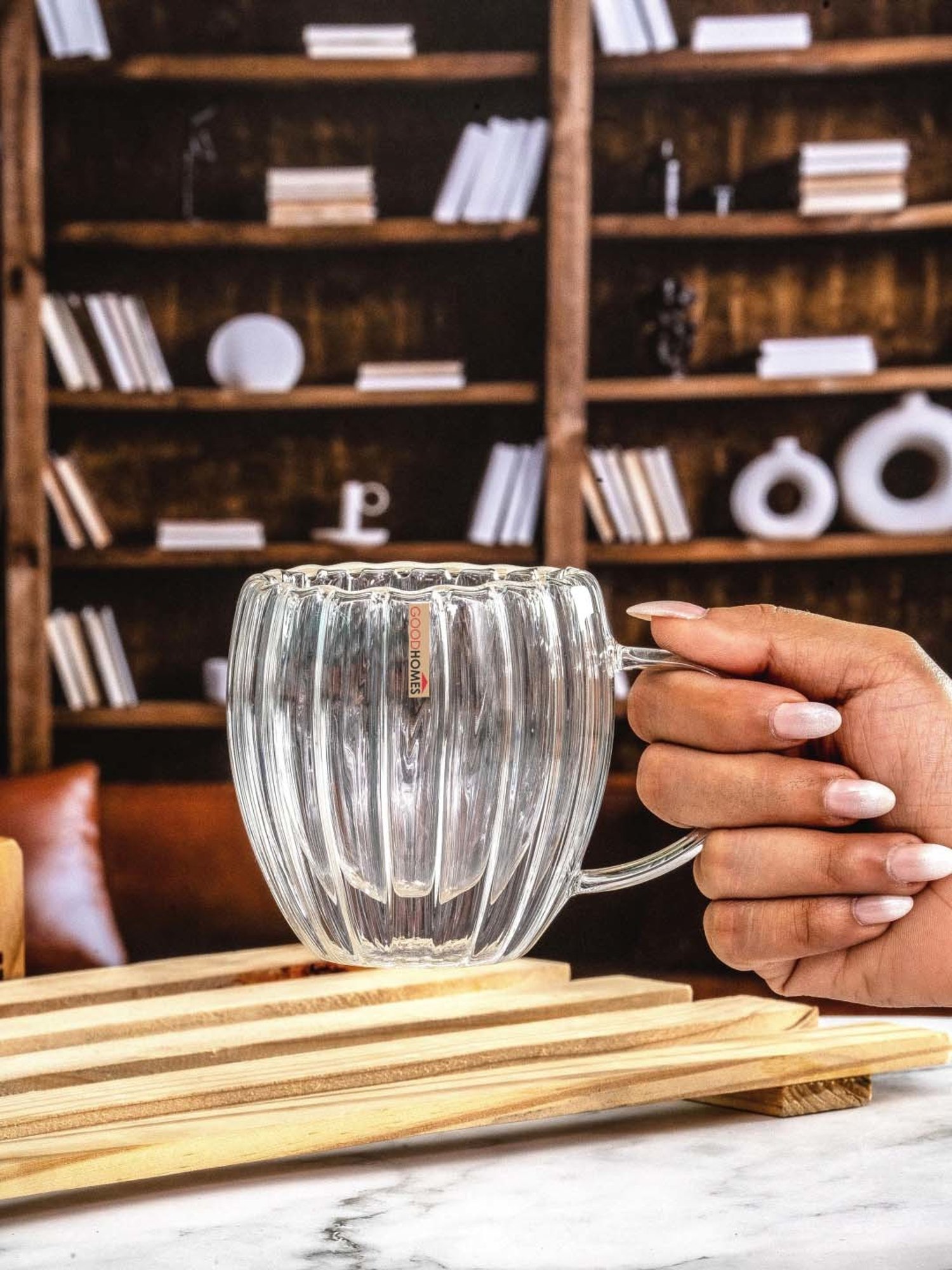 Goodhomes Transparent Glass Mug (0.25 L) - Set of 2