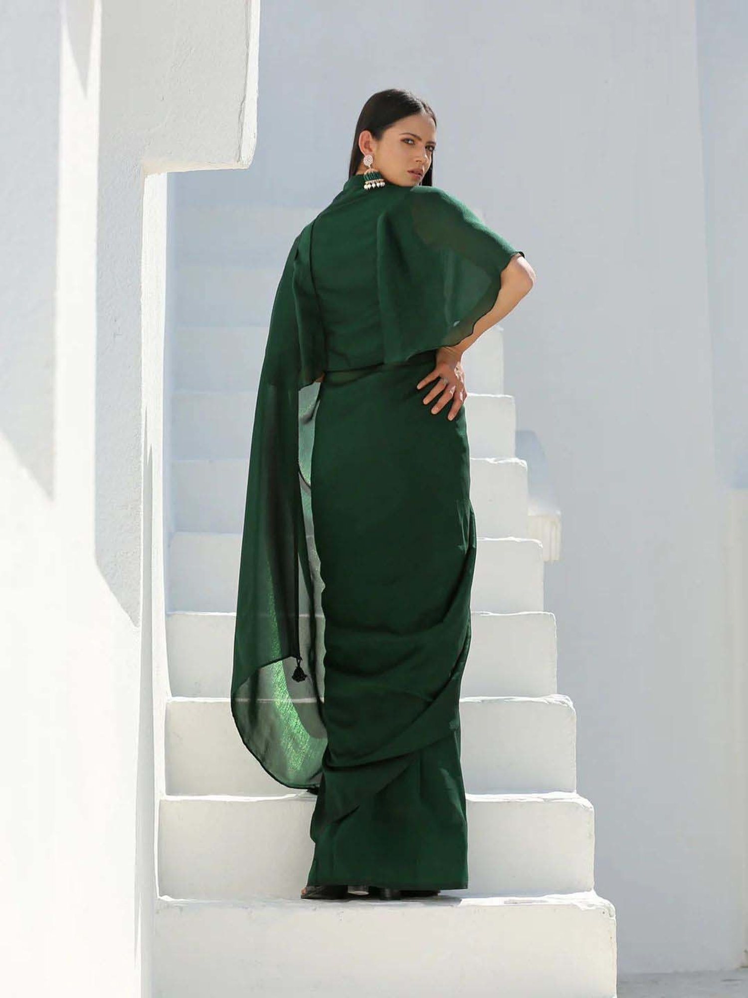 Swtantra Green Woven Pattern Readymade Blouse