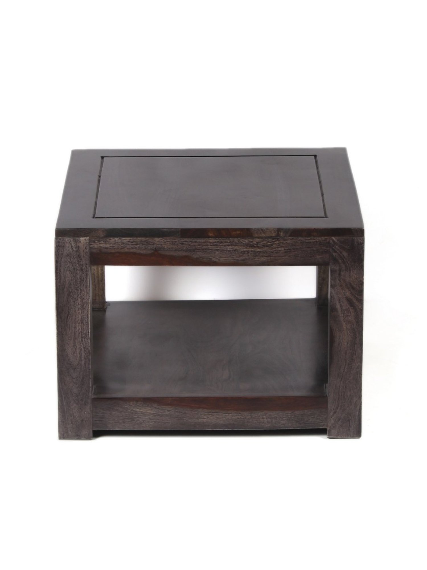 Ikiriya Lisbon Solid Dark Brown Wood End Table Mahogany Finish