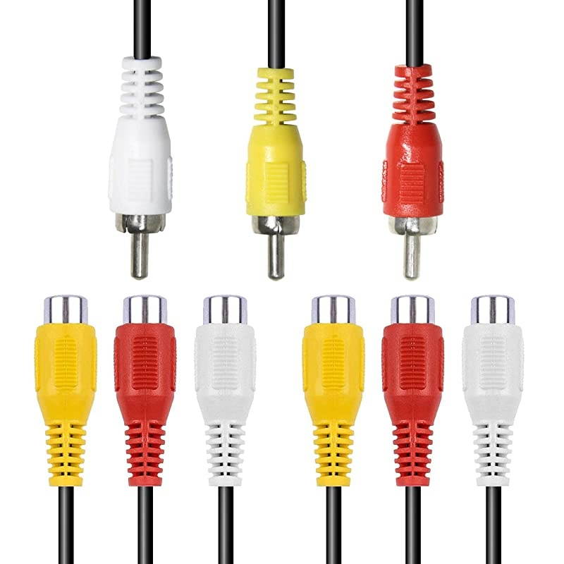 AV Cable Splitter,  3 RCA Male Plug to 6 RCA Female Jacks Composite Video Splitter Adapter Output Cables Cord