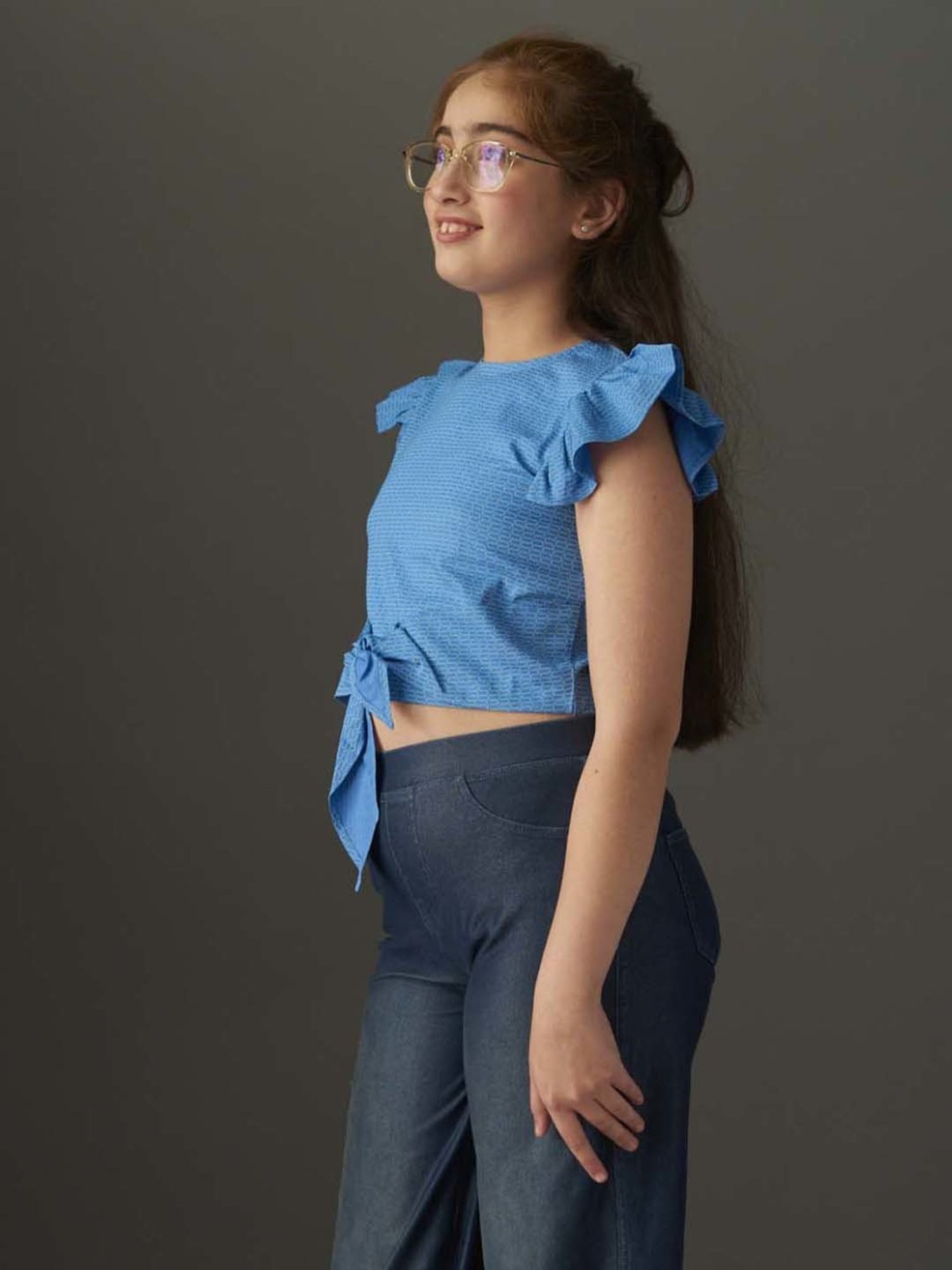 KidsDew Kids Blue Cotton Printed Top