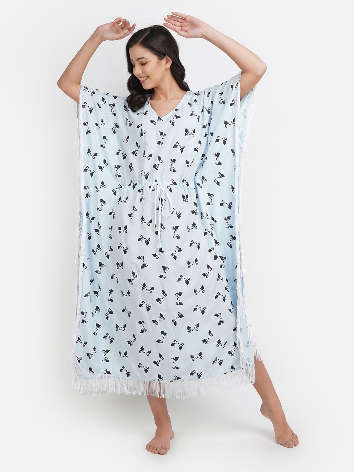 KOI SLEEPWEAR Blue Printed Kaftan Nighty