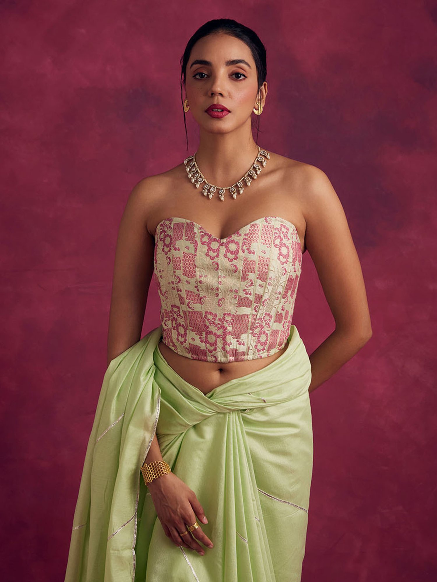 Abhishti Green Woven Blouse