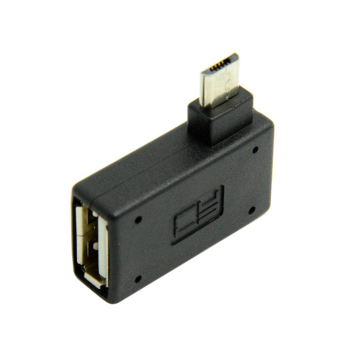2pcs 90 D Right Angled Micro USB 2.0 OTG Host Adapter with USB Power for Samsung