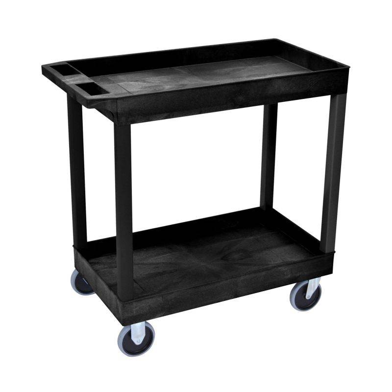 Offex 32 x 18 Two Shelves Tub Cart - Black