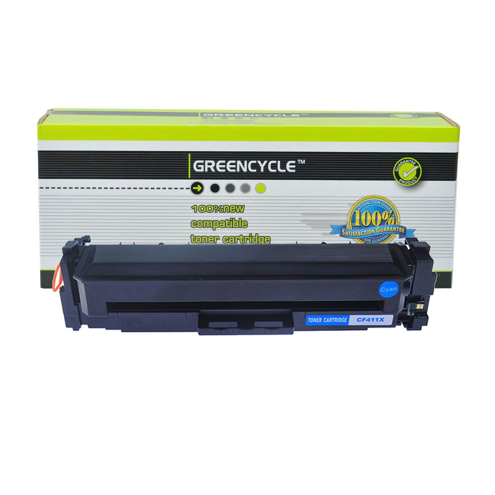 GREENCYCLE 1PK High Yield CF411X 410X Cyan Toner Cartridge Compatible for HP Color LaserJet Pro M452dn MFP M477fdn Printer