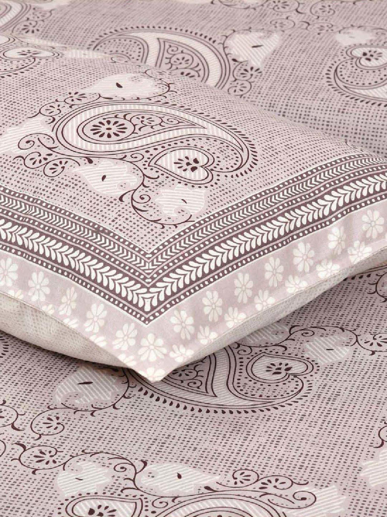 JaipurFabric Rosy Brown 180 TC 100% Cotton Paisley Art Double Bedsheet with 2 Pillow Covers