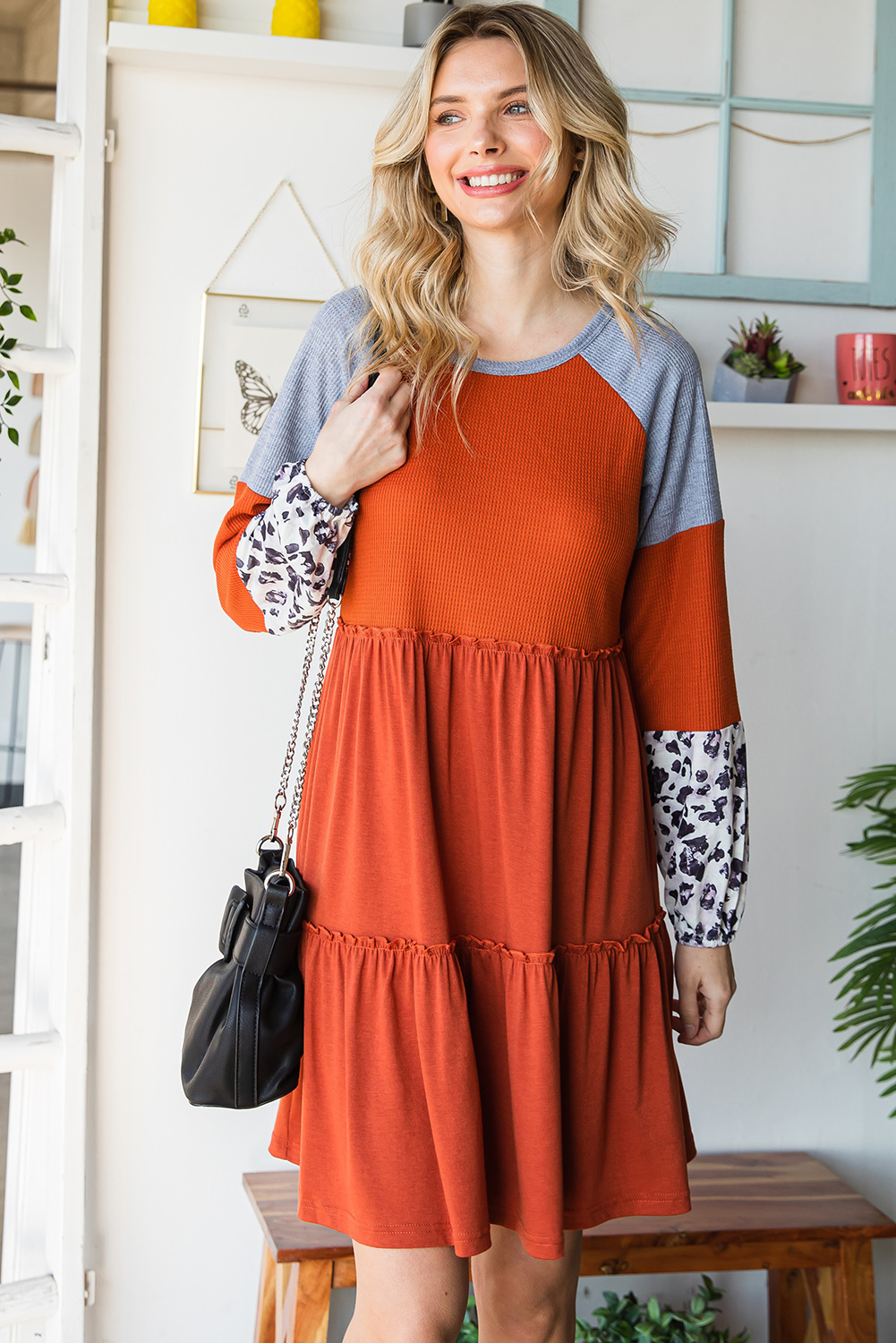 Cheetah Casual Long Sleeve Button Up Shirt Dress